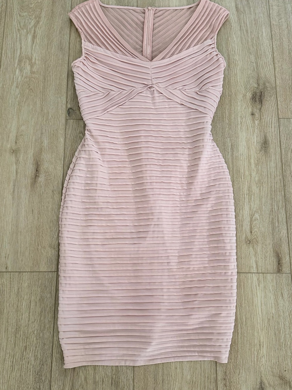 Calvin Klein Blush Pink Ribbed Midi Sheath Dress